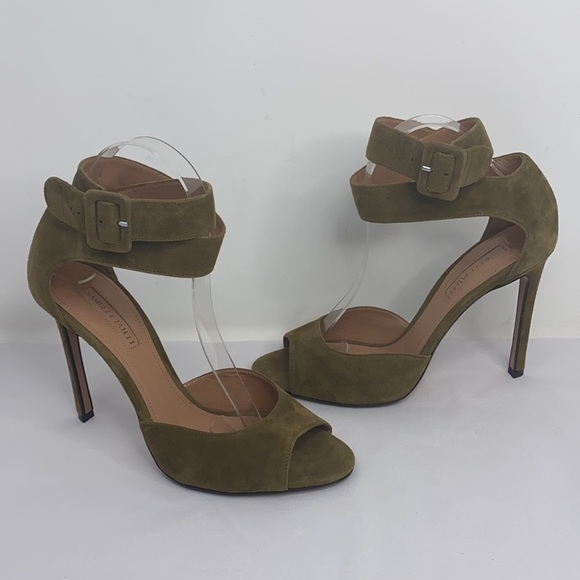 Samuele Failli Sz 8.5 Olive Green Suede Sandals - Picture 7 of 16